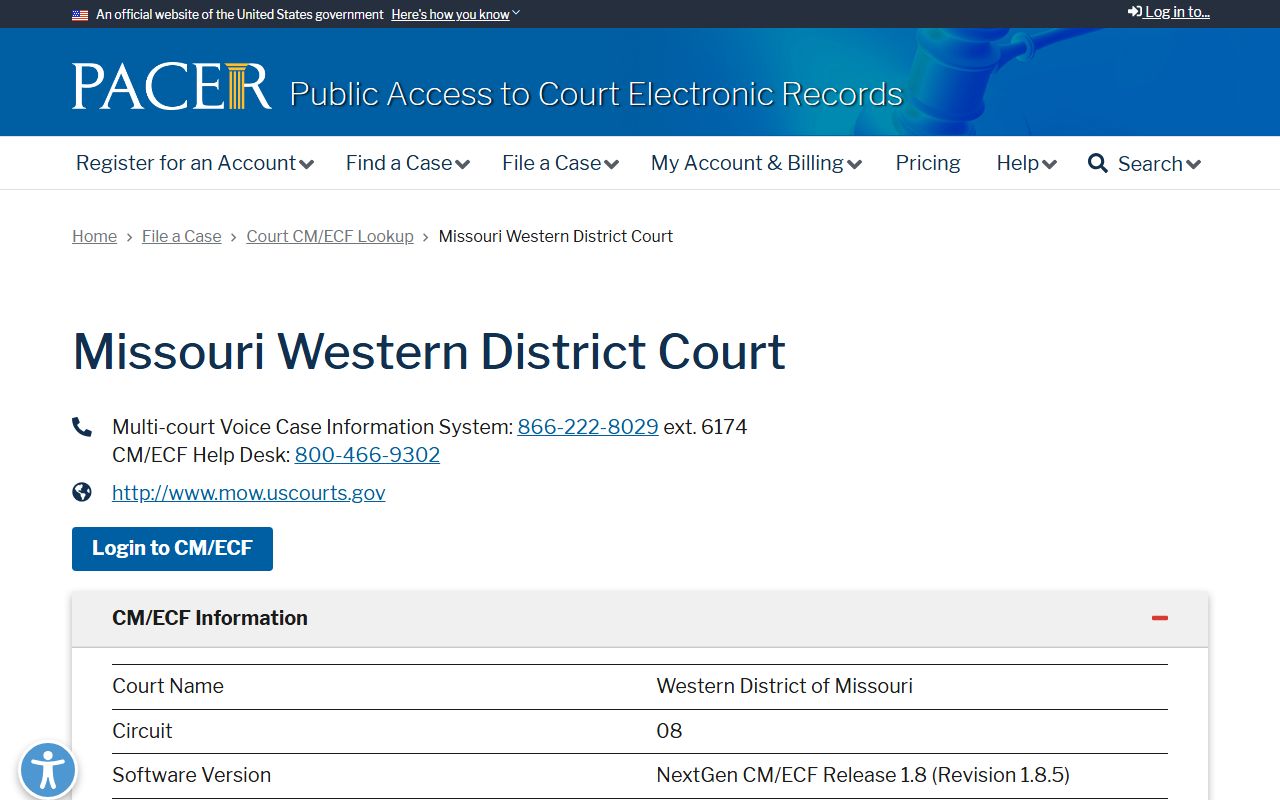 Atchison County Circuit Court PACER federal district court lookup