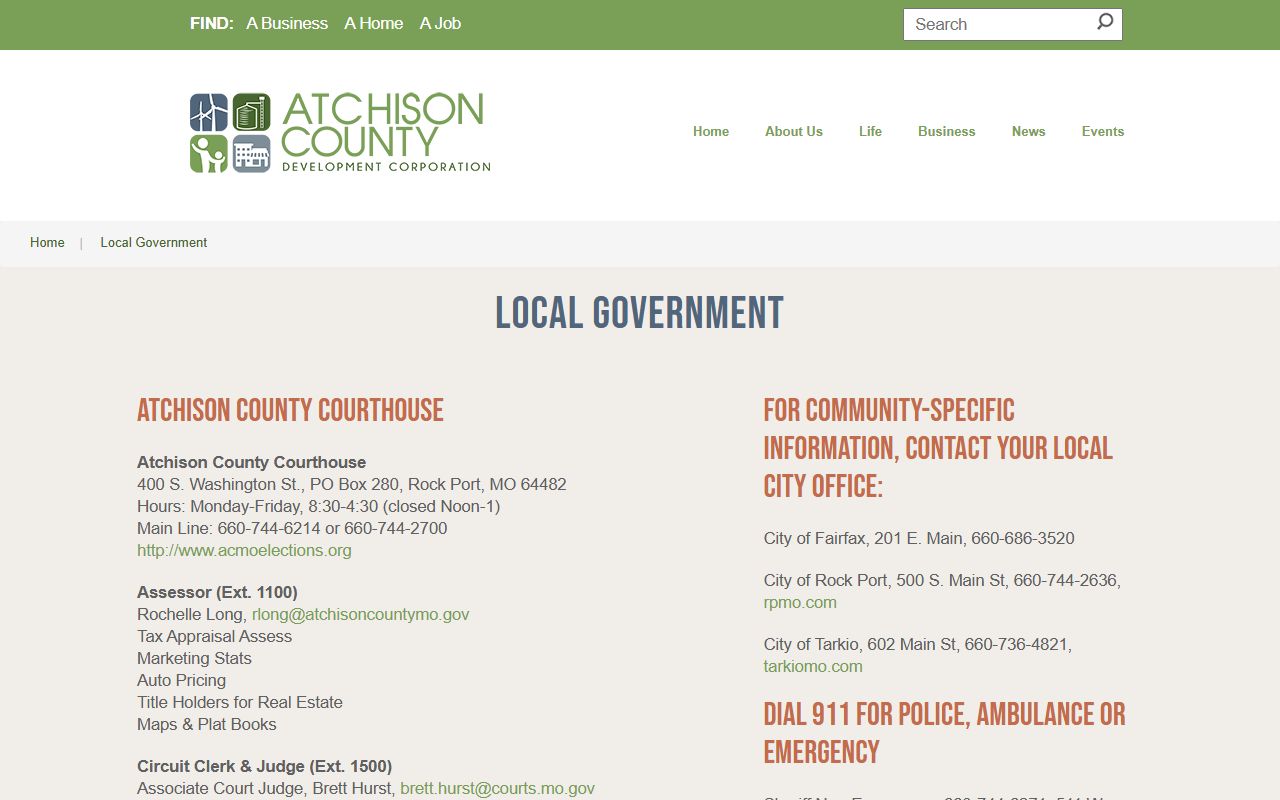 Atchison County court records courthouse contact list
