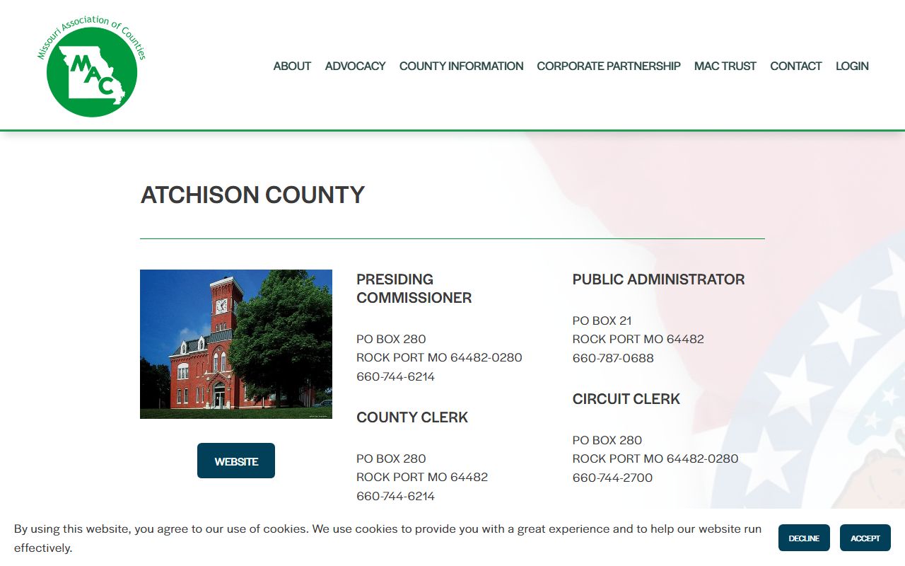 Atchison County court records Missouri Association of Counties directory