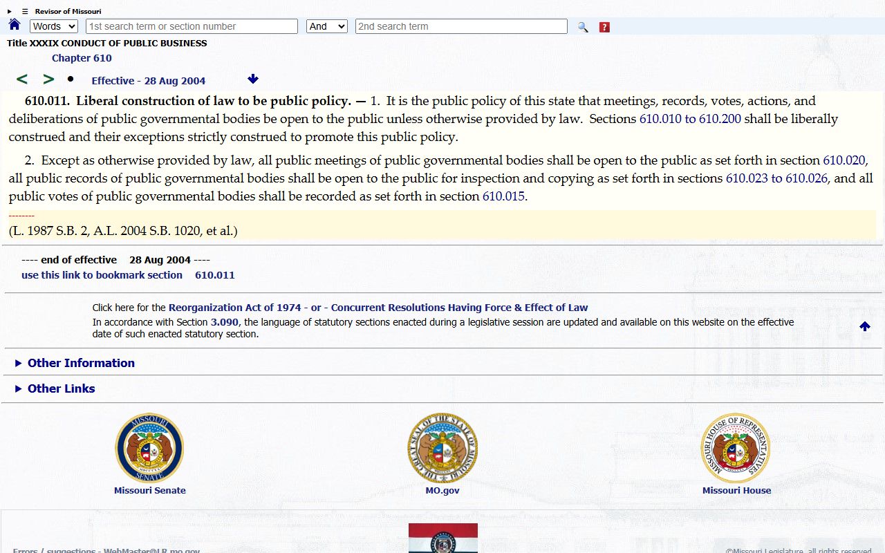 Atchison County court records Missouri Sunshine Law policy